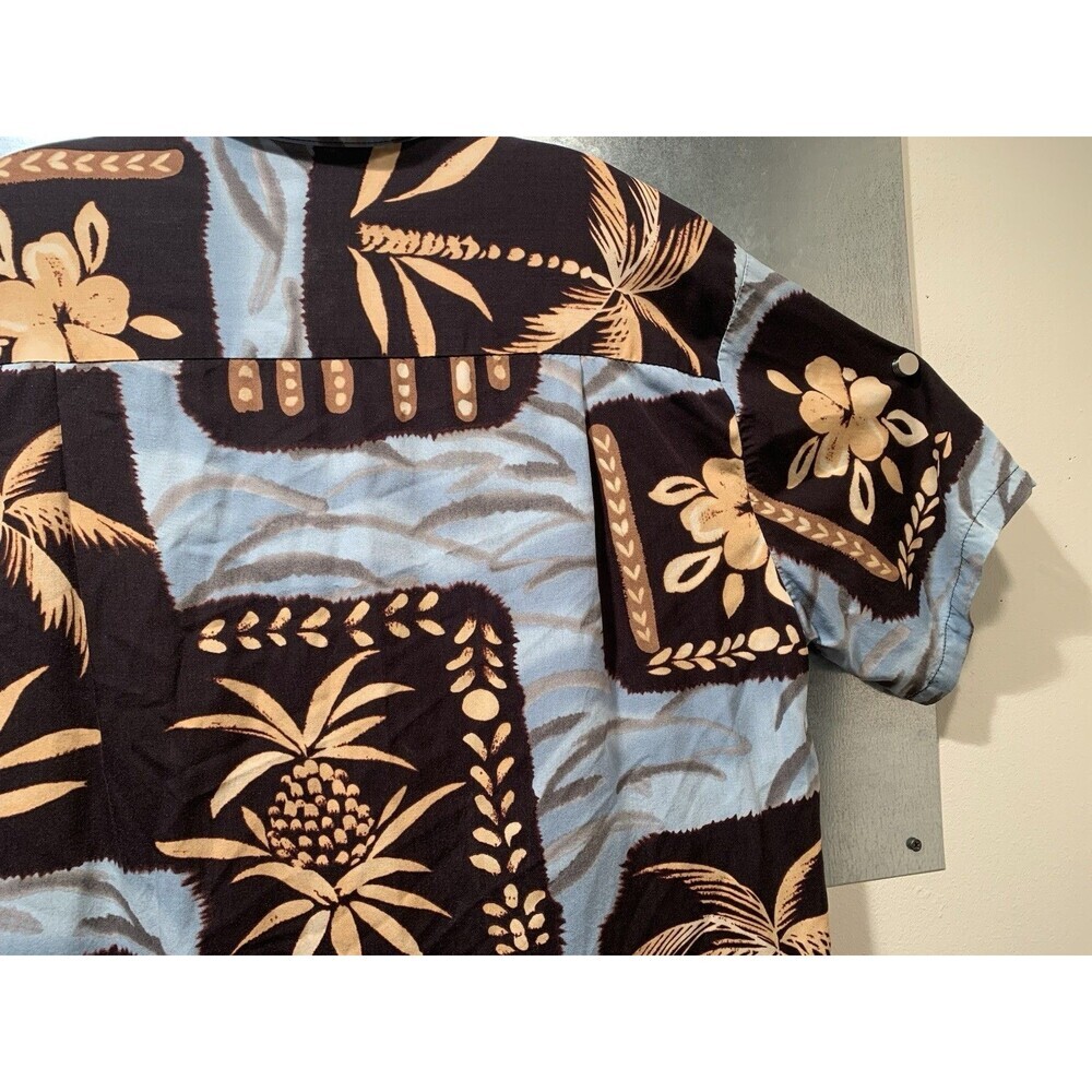 Vintage KALAHEO Hawaiian Tribal Floral Button Shirt Size M Made in Hawaii USA - Picture 5 of 15